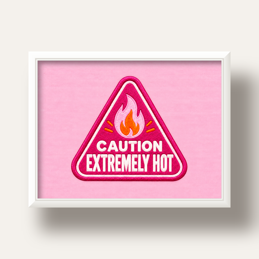 Caution — Extremely Hot — beyaz derin çerçeveli
