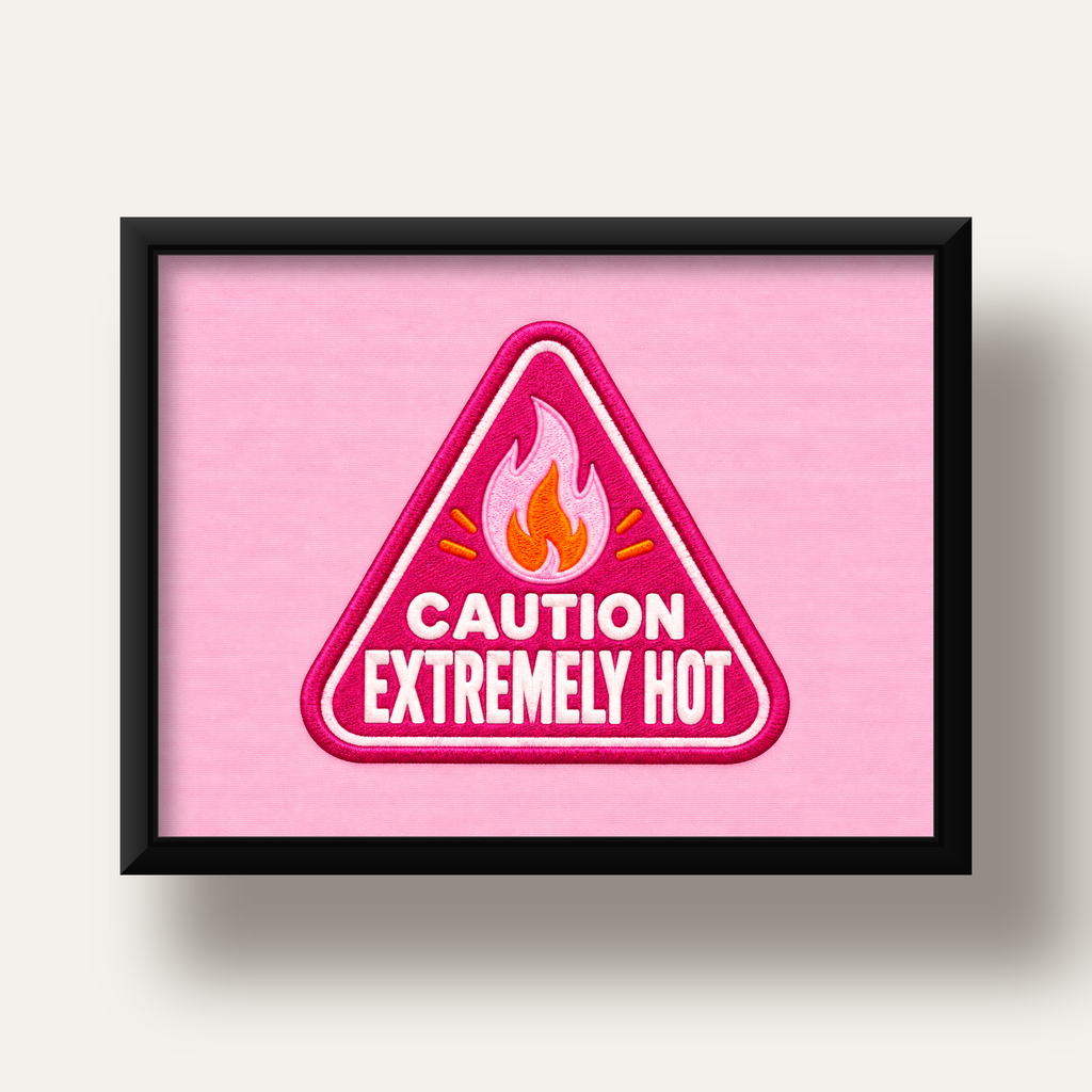Caution — Extremely Hot — siyah derin çerçeveli