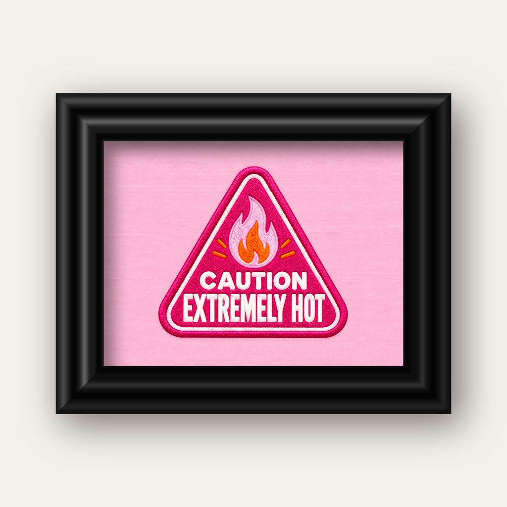 Caution — Extremely Hot — siyah galeri çerçeveli