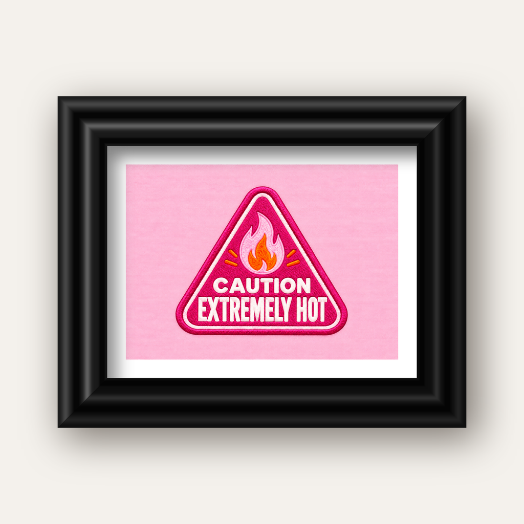 Caution — Extremely Hot — siyah galeri çerçeveli paspartulu