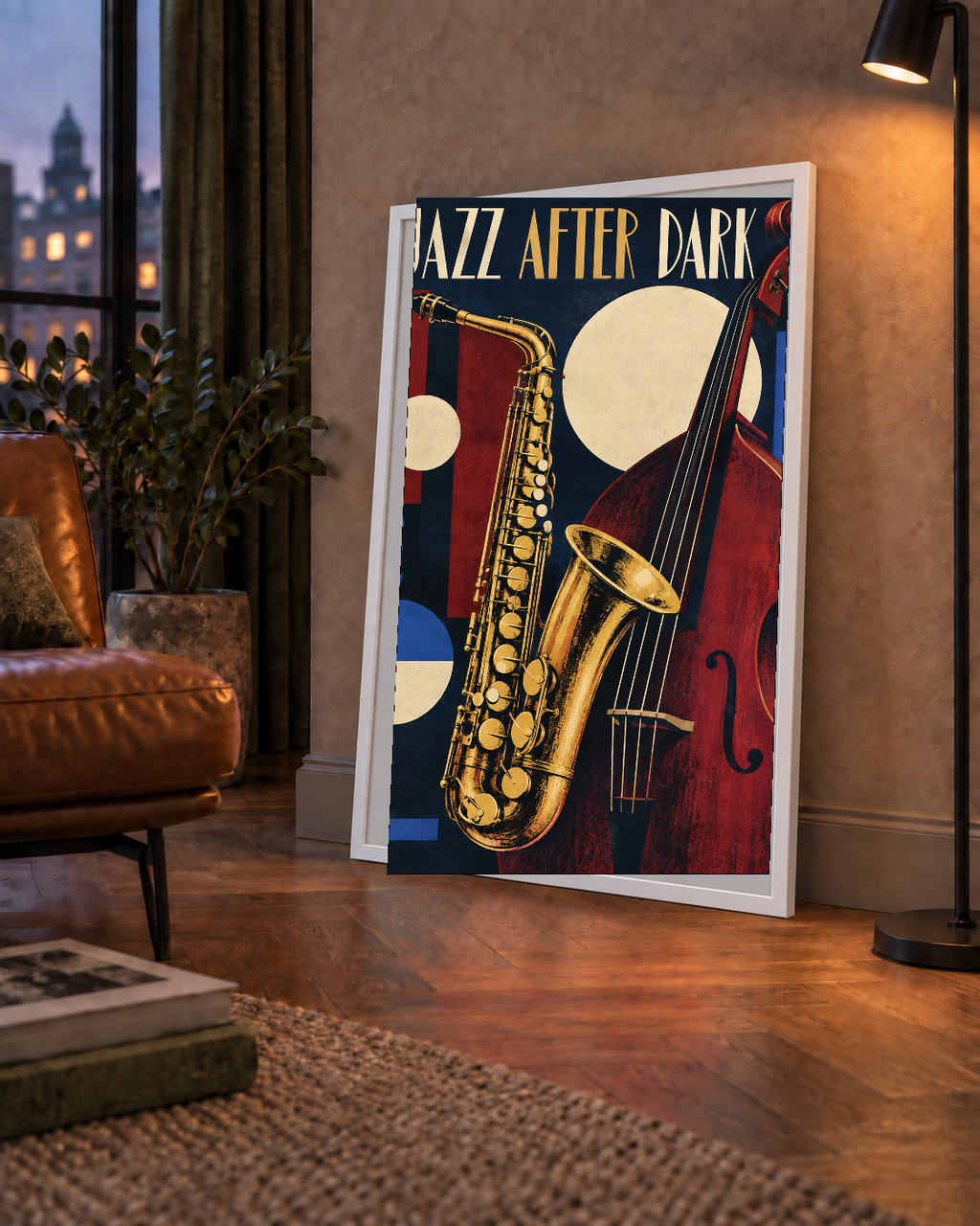Art Deco Caz Enstrümanları ve Geometrik Poster Baskı