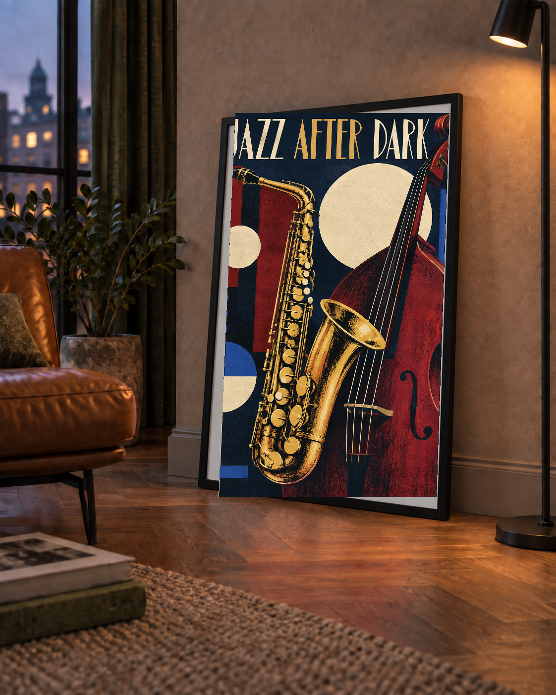 Art Deco Caz Enstrümanları ve Geometrik Poster Baskı