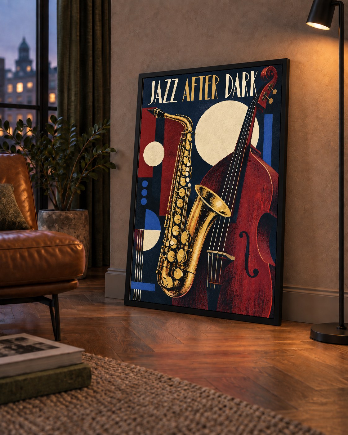 Art Deco Caz Enstrümanları ve Geometrik Poster Baskı