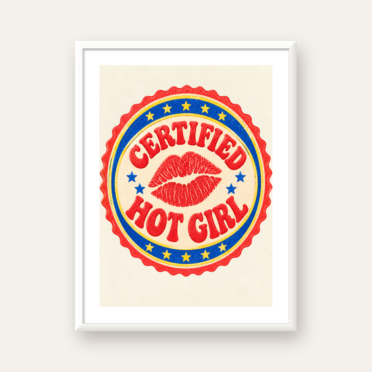 Certified Hot Girl — beyaz çerçeveli dikey poster