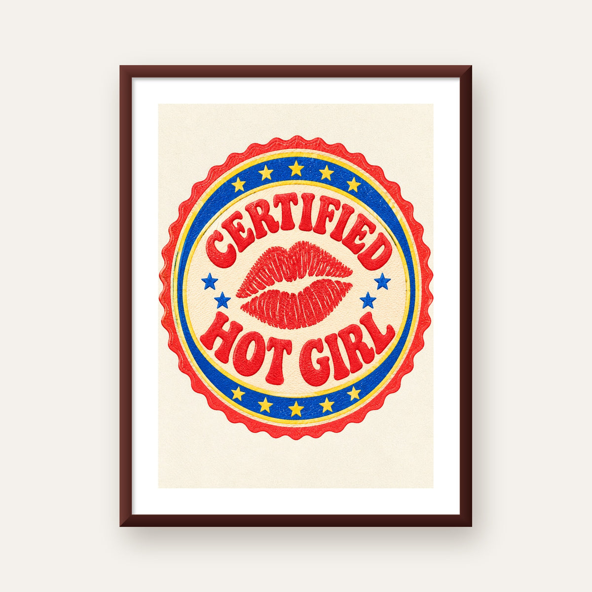 Certified Hot Girl — ceviz çerçeveli paspartulu