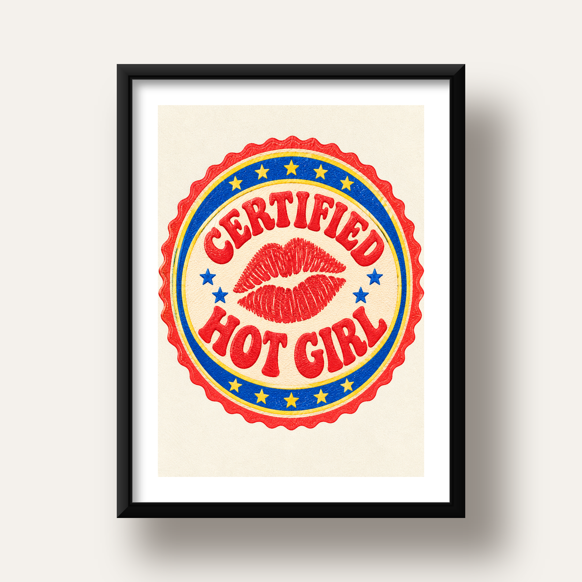 Certified Hot Girl — siyah derin çerçeveli paspartulu