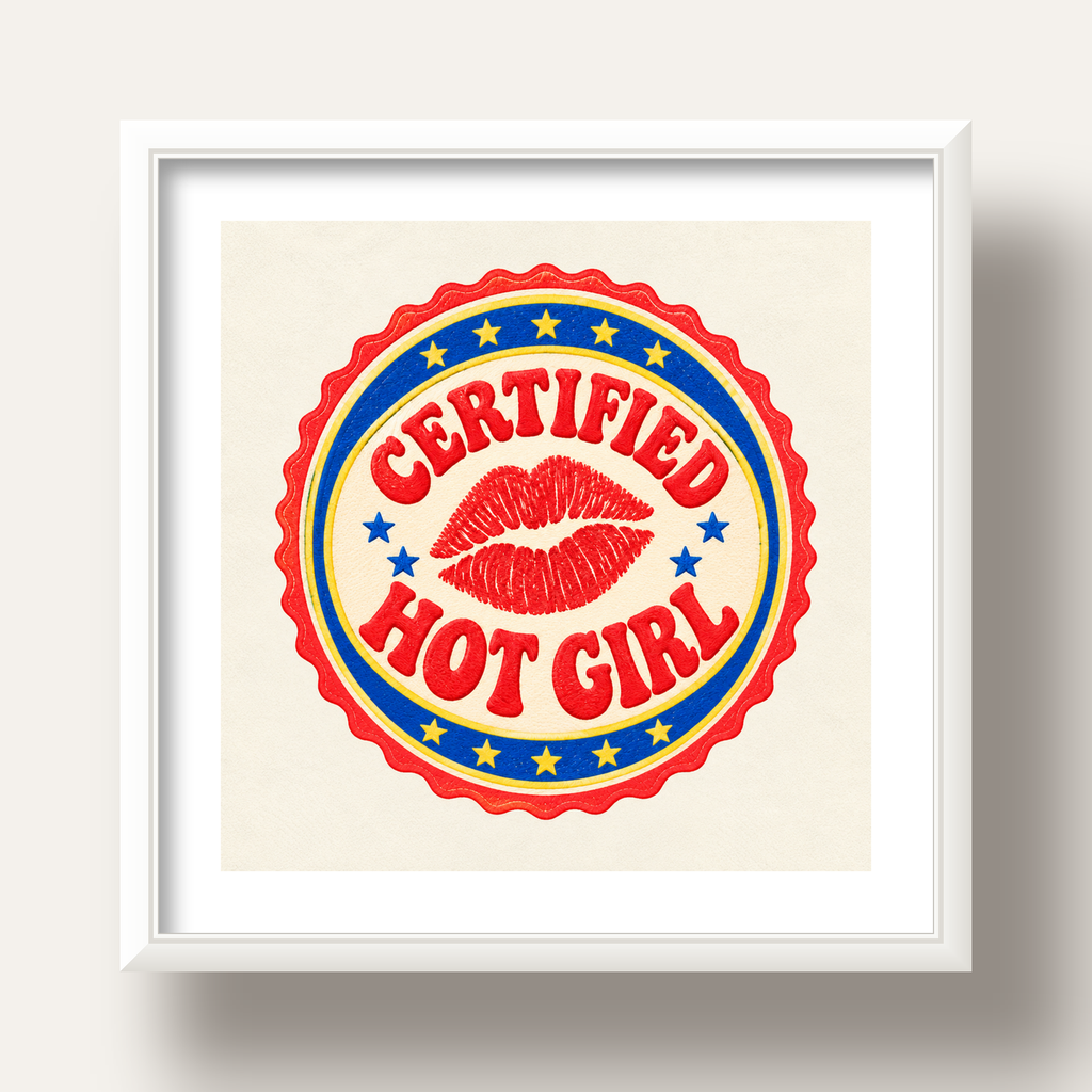 Certified Hot Girl — beyaz derin çerçeveli paspartulu