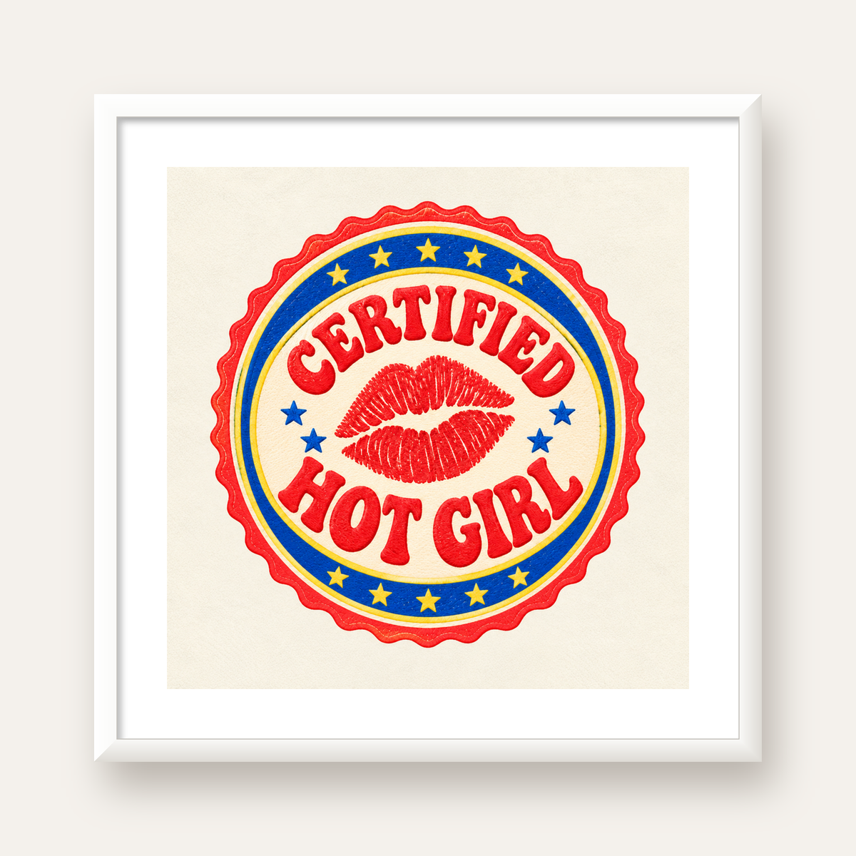 Certified Hot Girl — beyaz çerçeveli kare poster