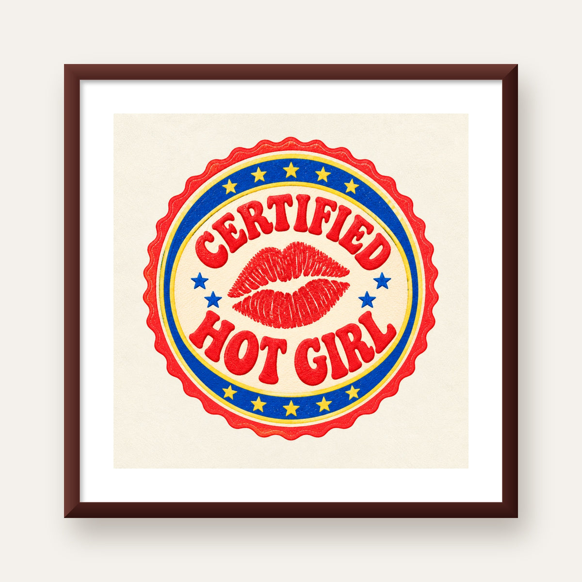 Certified Hot Girl — ceviz çerçeveli paspartulu