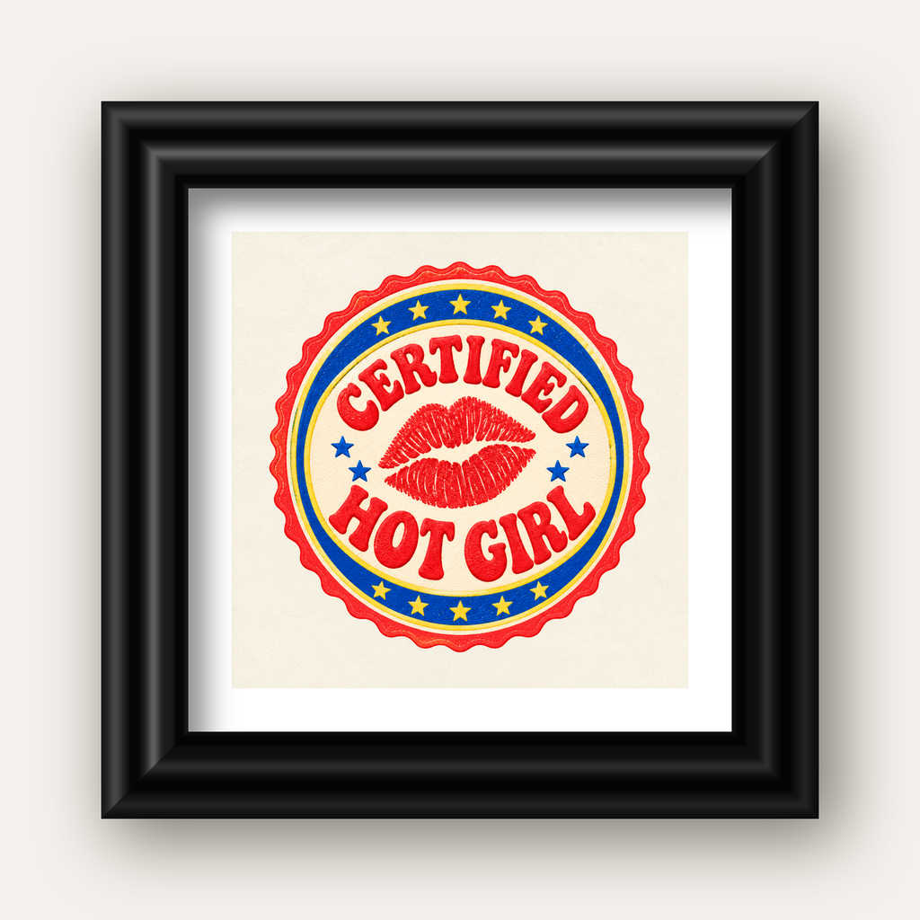 Certified Hot Girl — siyah galeri çerçeveli paspartulu