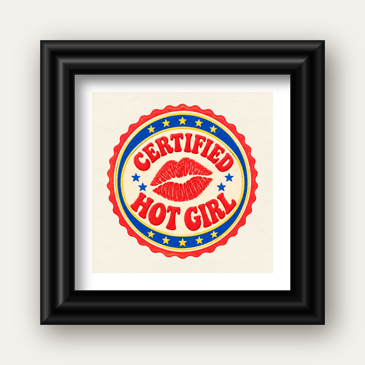 Certified Hot Girl — siyah galeri çerçeveli paspartulu