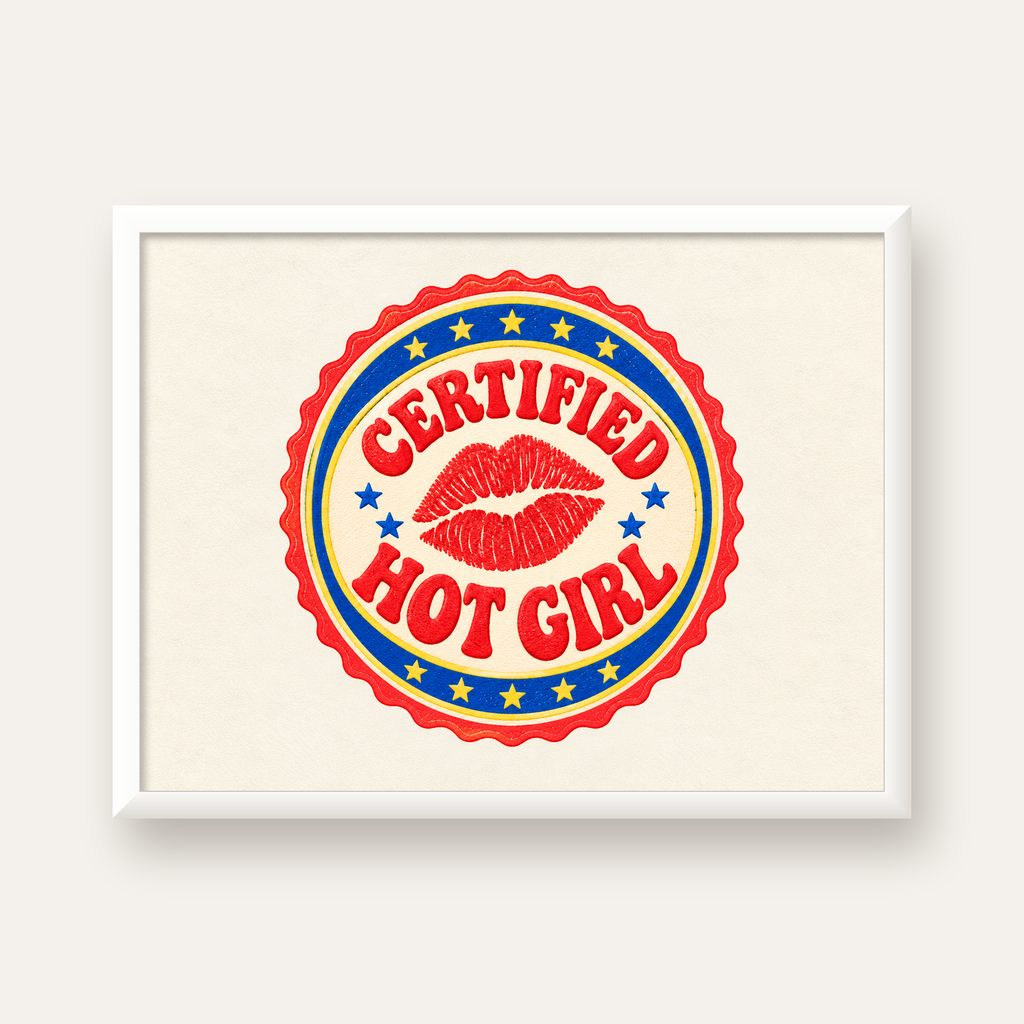 Certified Hot Girl — beyaz çerçeveli yatay poster