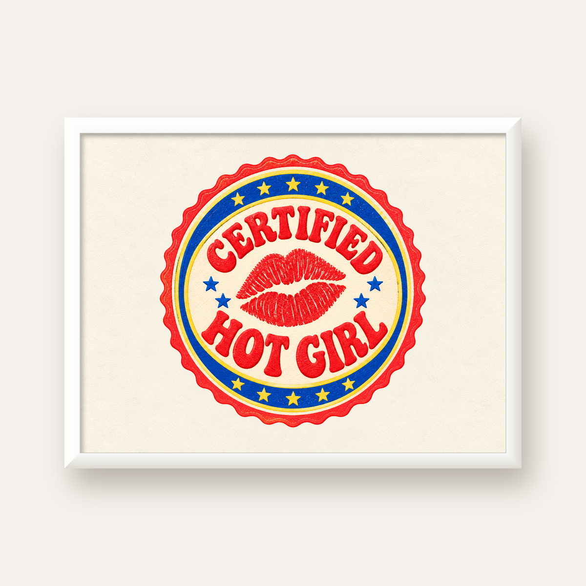 Certified Hot Girl — beyaz çerçeveli yatay poster