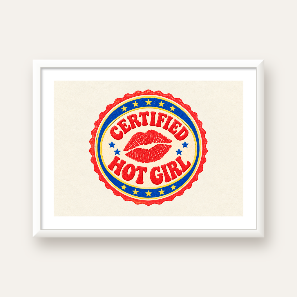 Certified Hot Girl — beyaz çerçeveli yatay poster