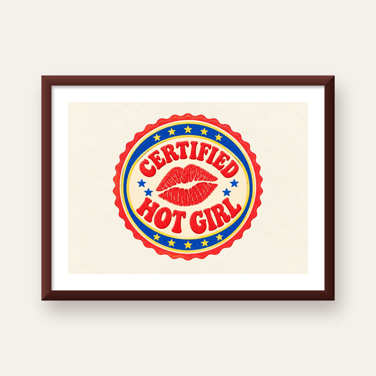 Certified Hot Girl — ceviz çerçeveli paspartulu
