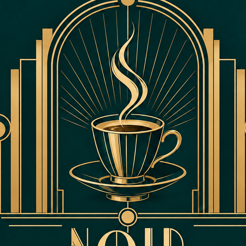 Art Deco Kahve Poster – Altın Detaylı Şık Duvar Dekoru — baskının yakın çekimi, kâğıt dokusu ve renk detayı