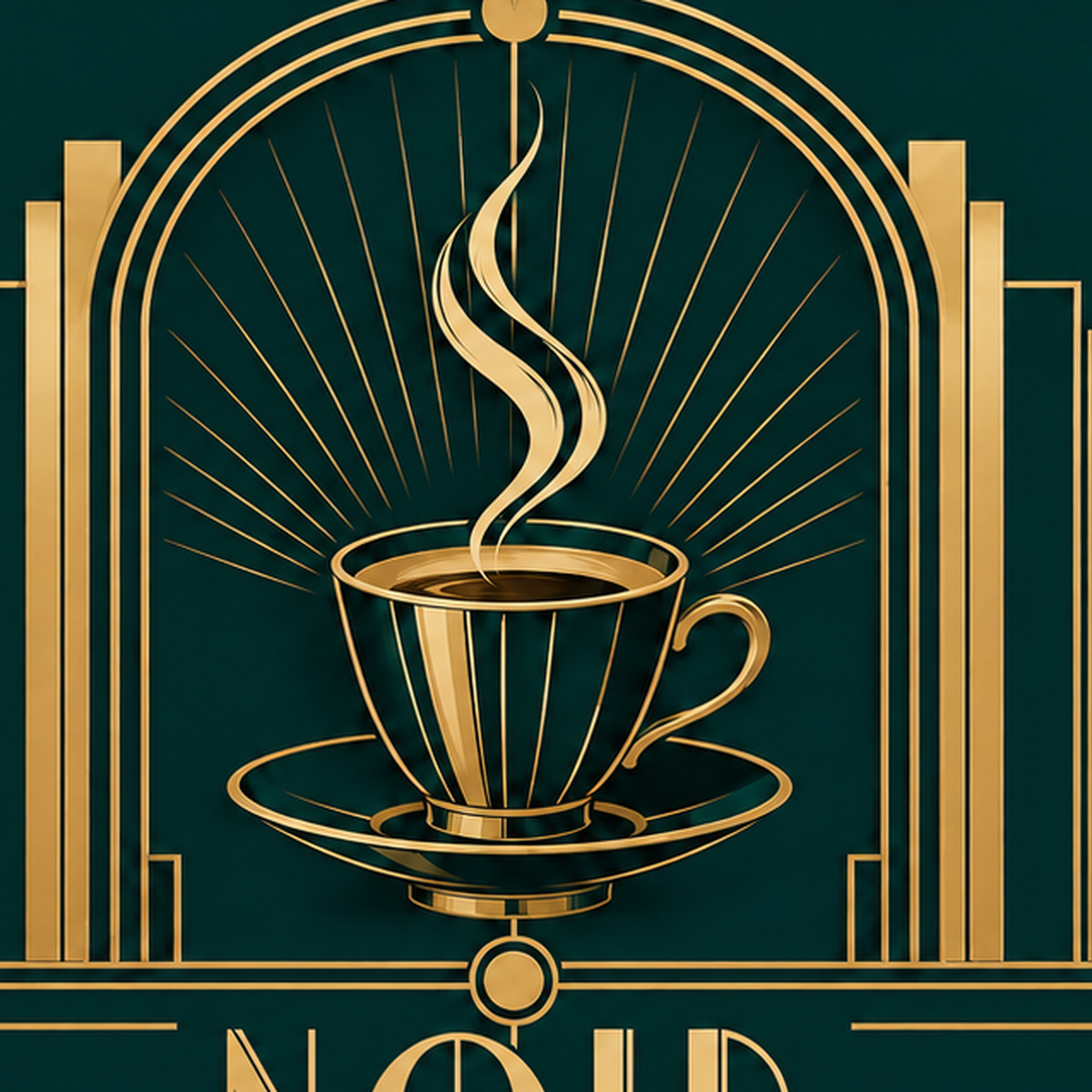 Art Deco Kahve Poster – Altın Detaylı Şık Duvar Dekoru — baskının yakın çekimi, kâğıt dokusu ve renk detayı