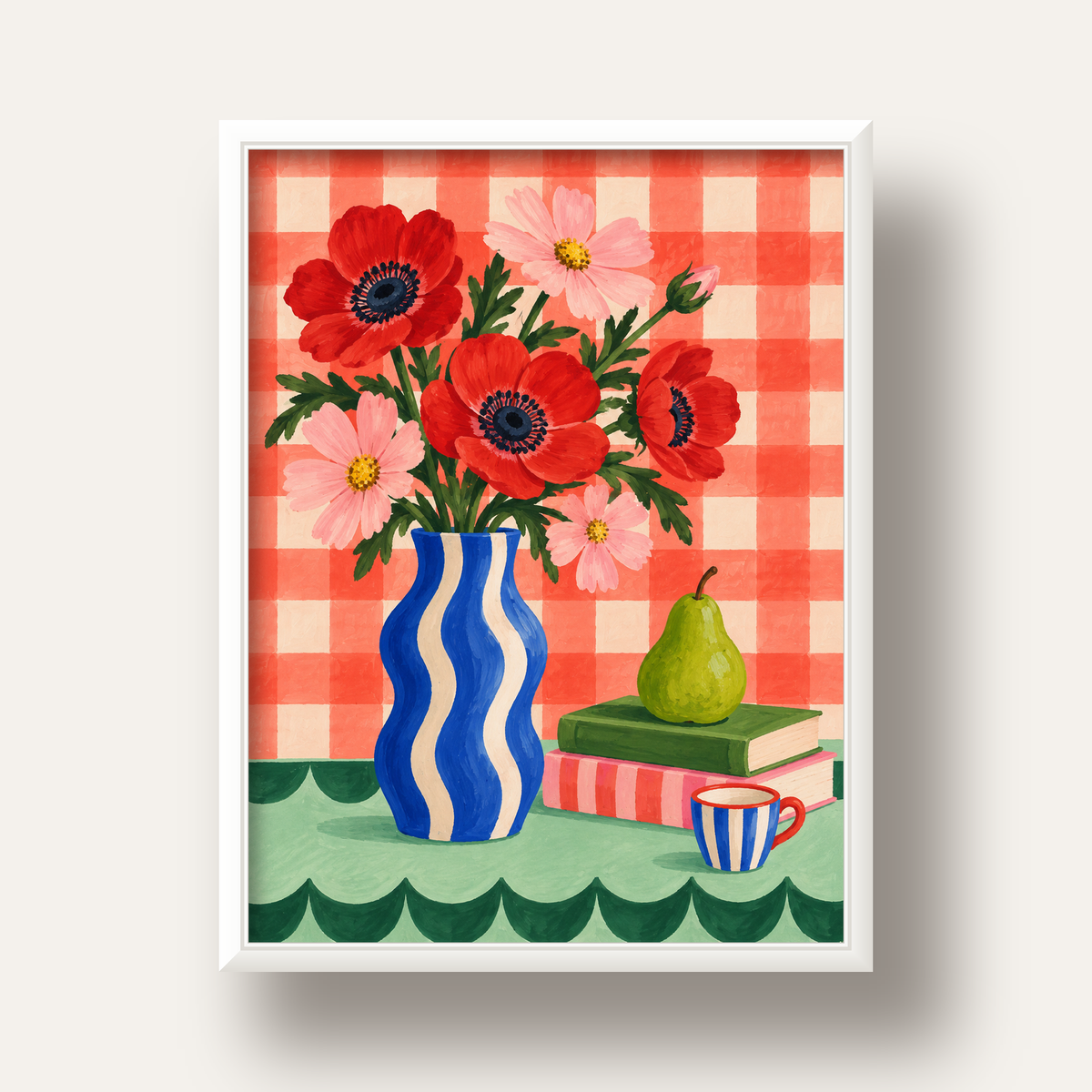 Colorful Break Çiçekli Natürmort Posteri — beyaz derin çerçeveli