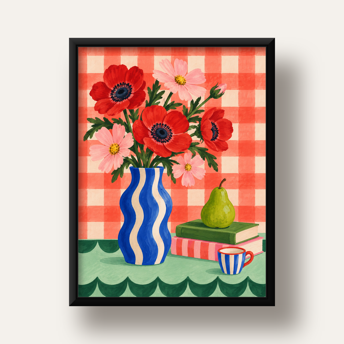 Colorful Break Çiçekli Natürmort Posteri — siyah derin çerçeveli