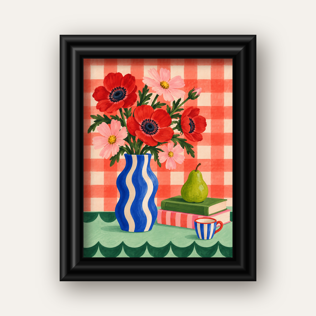 Colorful Break Çiçekli Natürmort Posteri — siyah galeri çerçeveli