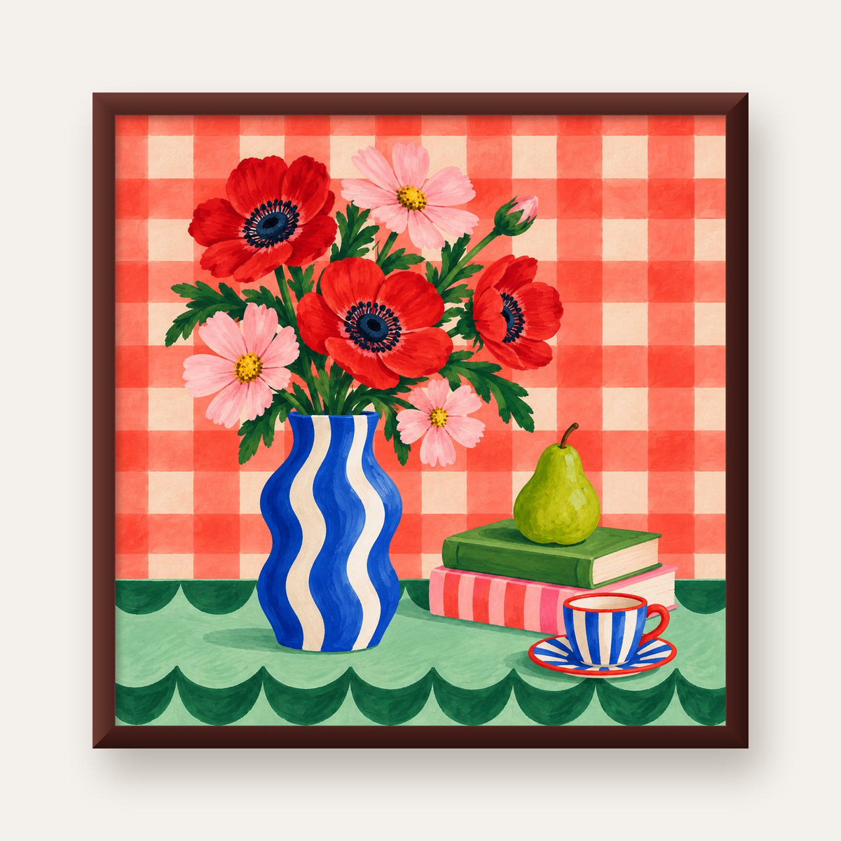 Colorful Break Çiçekli Natürmort Posteri — ceviz çerçeveli