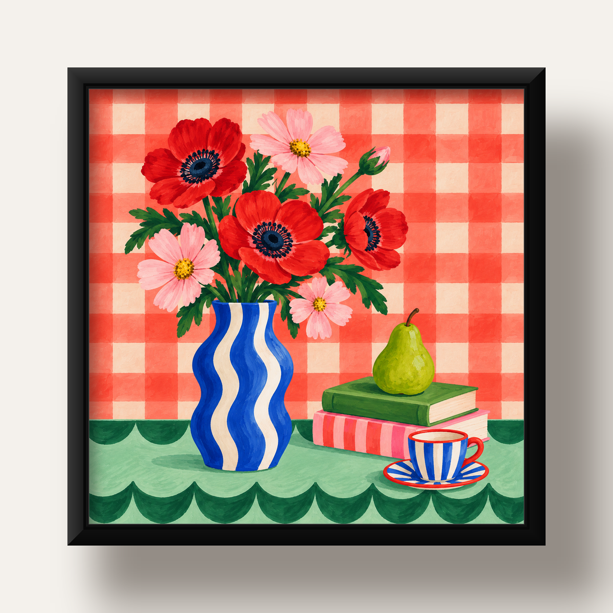 Colorful Break Çiçekli Natürmort Posteri — siyah derin çerçeveli