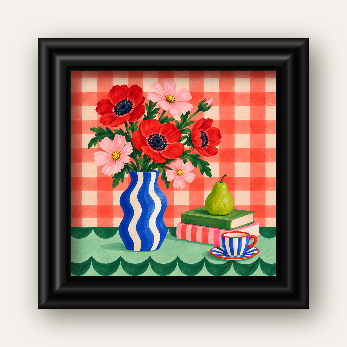 Colorful Break Çiçekli Natürmort Posteri — siyah galeri çerçeveli