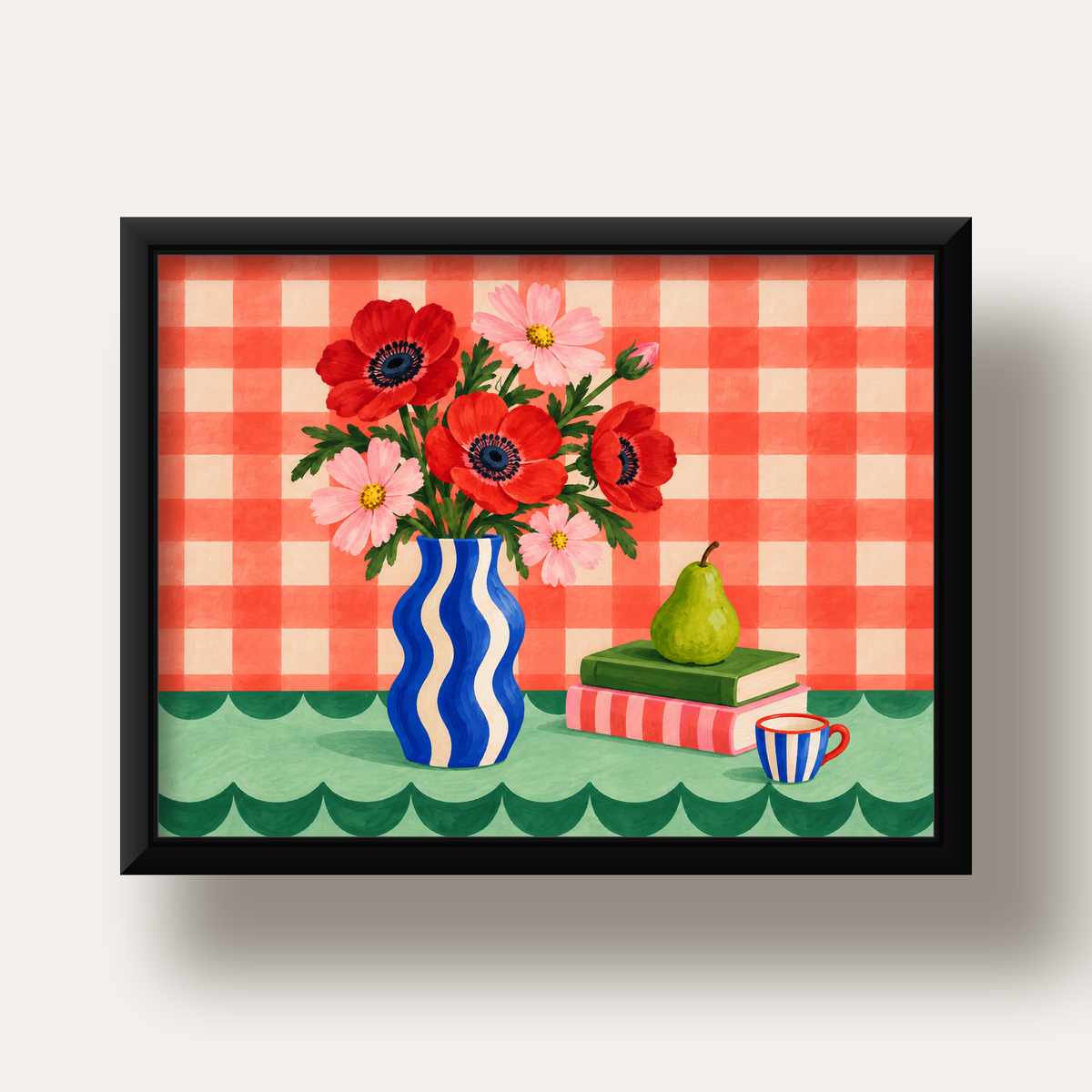 Colorful Break Çiçekli Natürmort Posteri — siyah derin çerçeveli
