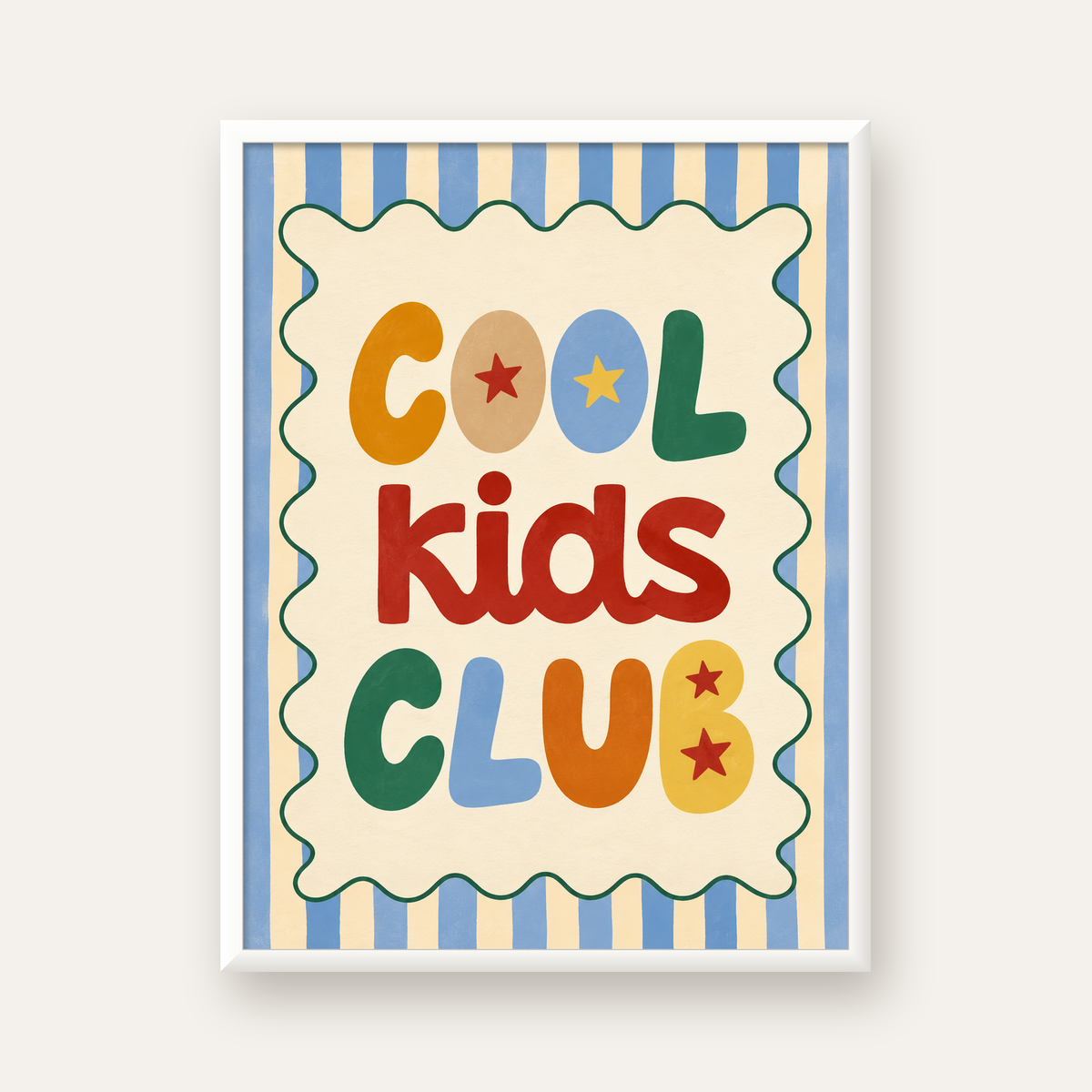 Cool Kids Club — beyaz çerçeveli dikey poster