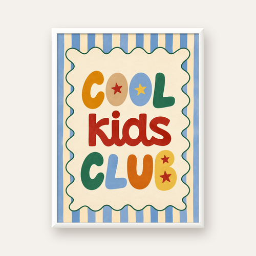 Cool Kids Club — beyaz çerçeveli dikey poster