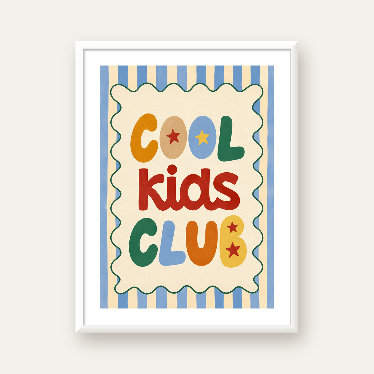 Cool Kids Club — beyaz çerçeveli dikey poster