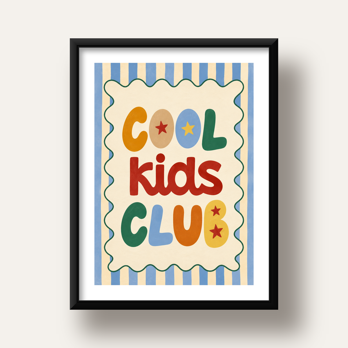 Cool Kids Club — siyah derin çerçeveli paspartulu