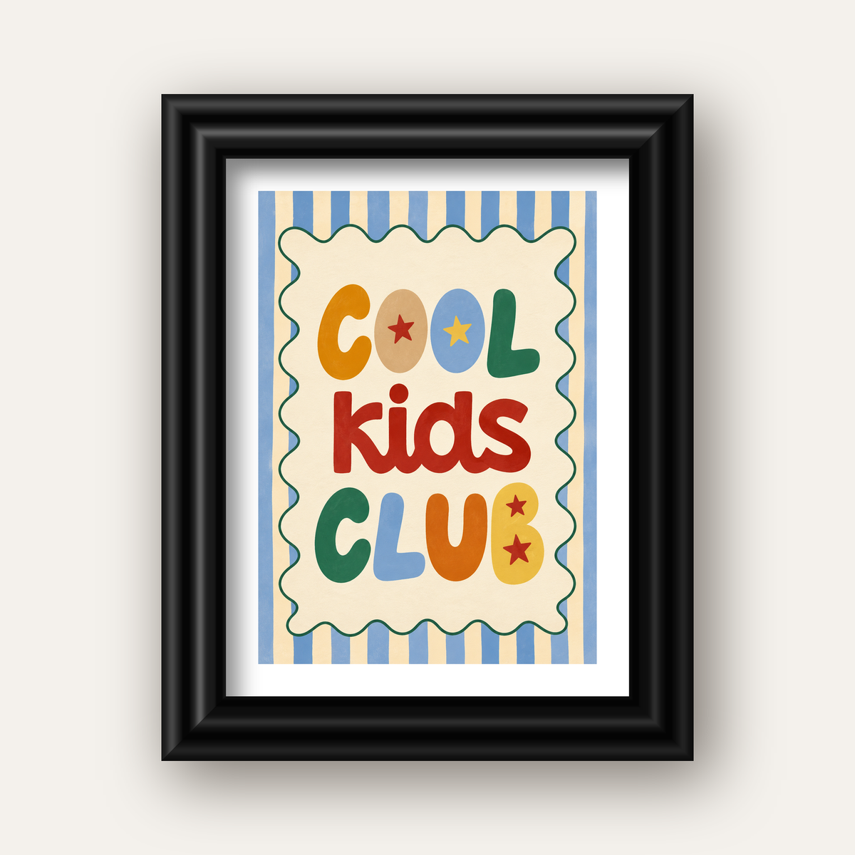 Cool Kids Club — siyah galeri çerçeveli paspartulu