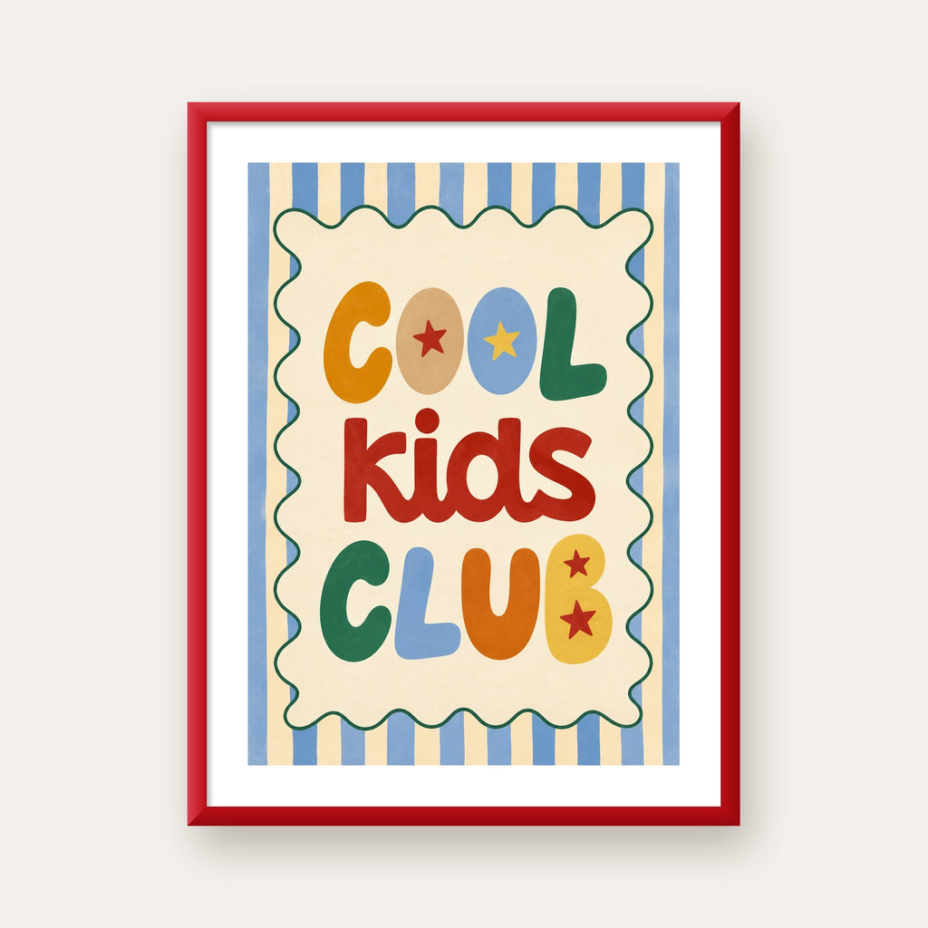 Cool Kids Club — kırmızı çerçeveli paspartulu