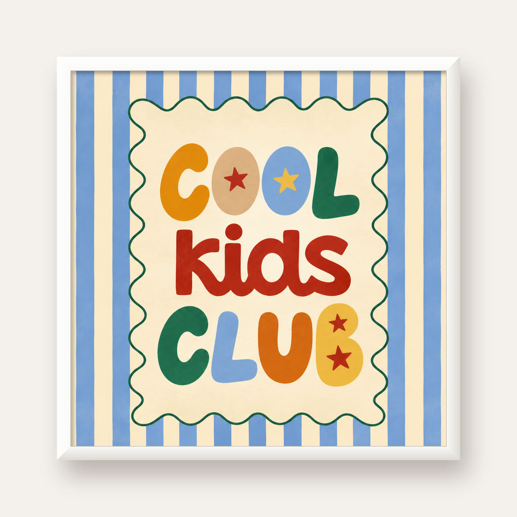 Cool Kids Club — beyaz çerçeveli kare poster