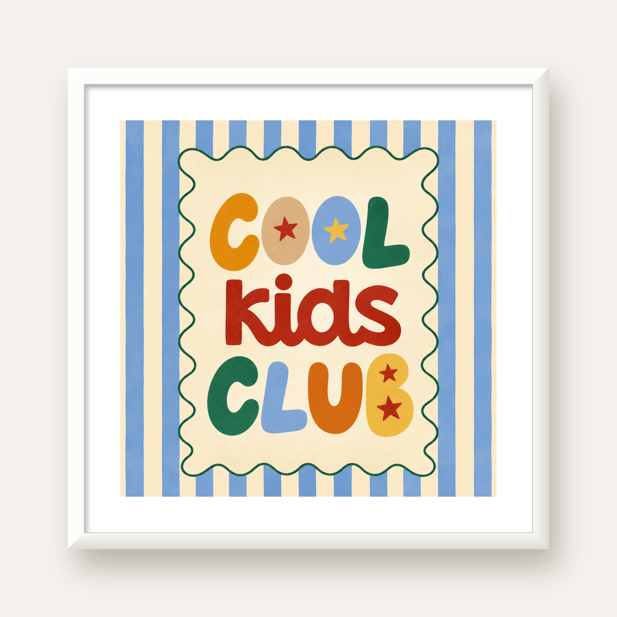 Cool Kids Club — beyaz çerçeveli kare poster