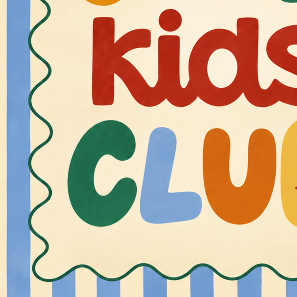 Cool Kids Club Renkli Tipografi Çocuk Poster Sanat Baskısı — baskının yakın çekimi, kâğıt dokusu ve renk detayı