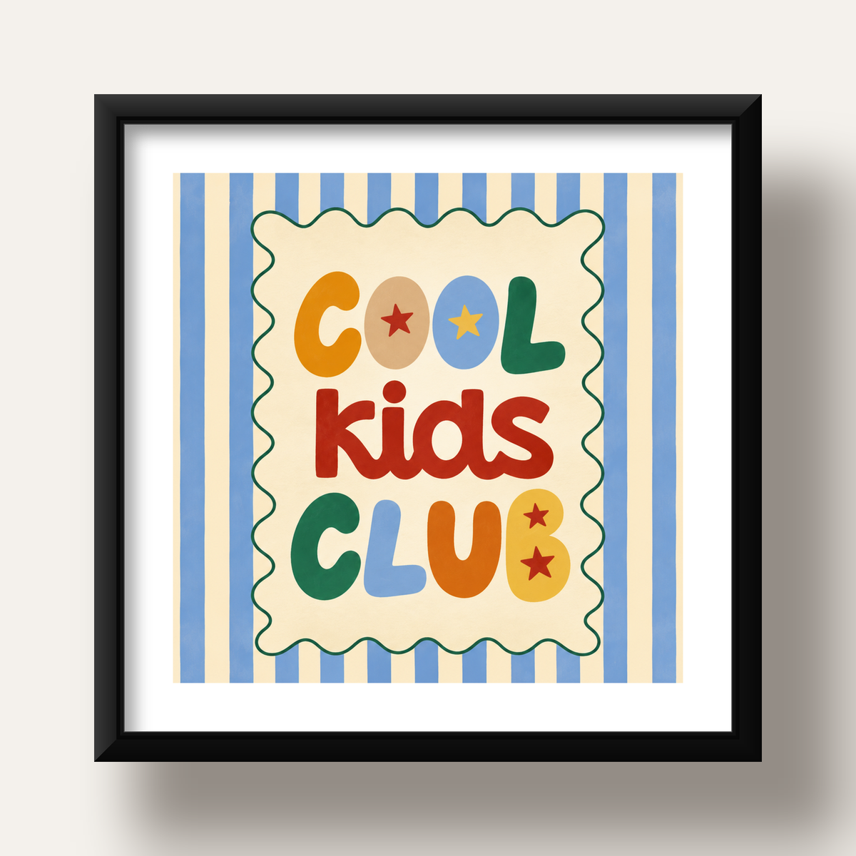 Cool Kids Club — siyah derin çerçeveli paspartulu