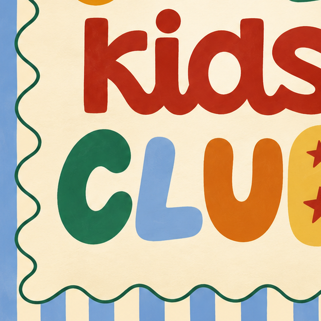 Cool Kids Club Renkli Tipografi Çocuk Poster Sanat Baskısı — baskının yakın çekimi, kâğıt dokusu ve renk detayı