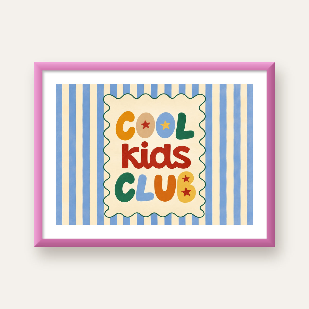 Cool Kids Club — pembe çerçeveli paspartulu