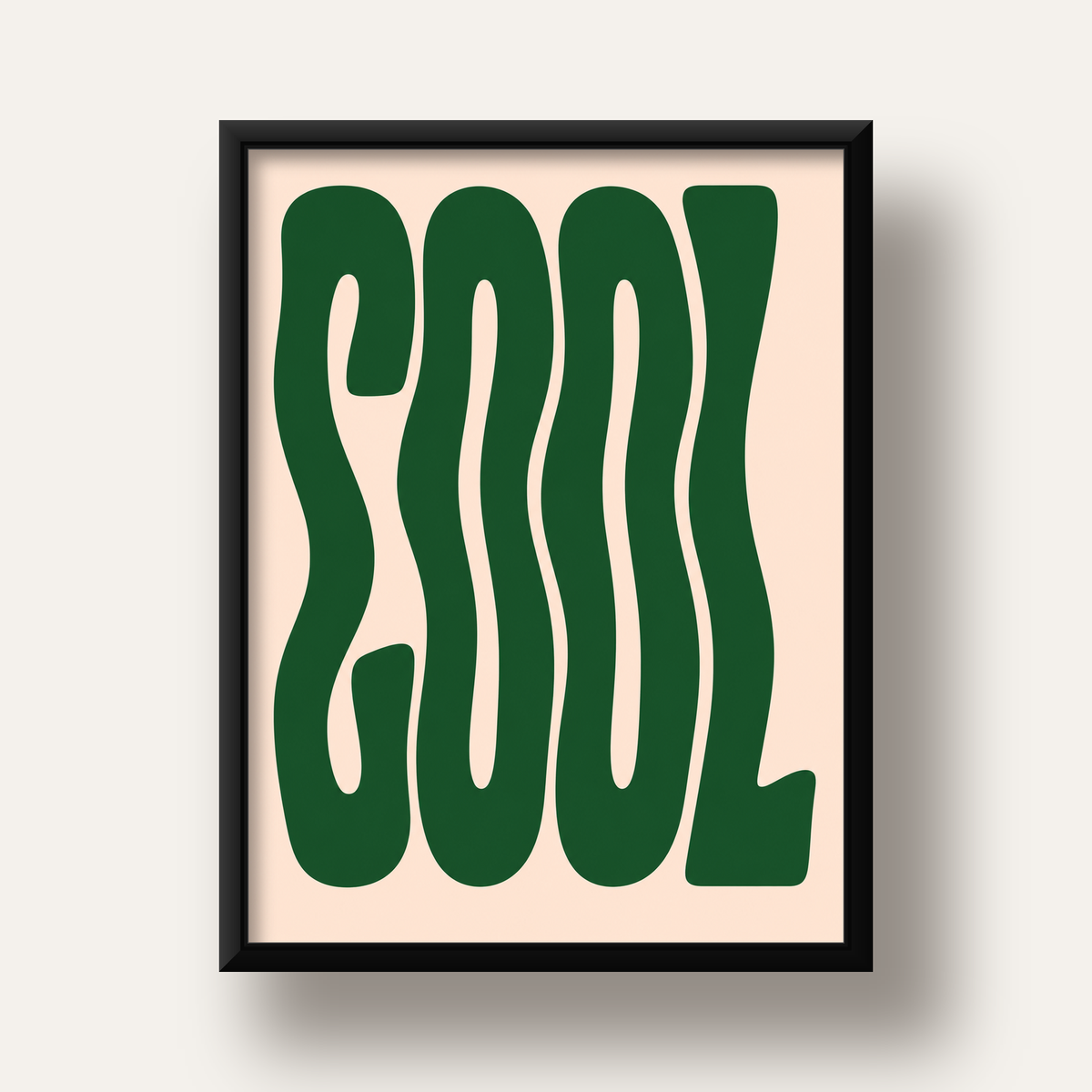 Yeşil Dalgalı Tipografik COOL Poster - Modern Duvar Dekoru — siyah derin çerçeveli