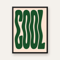 Yeşil Dalgalı Tipografik COOL Poster - Modern Duvar Dekoru — Dikey baskı, düz siyah çerçeveli duvar posteri