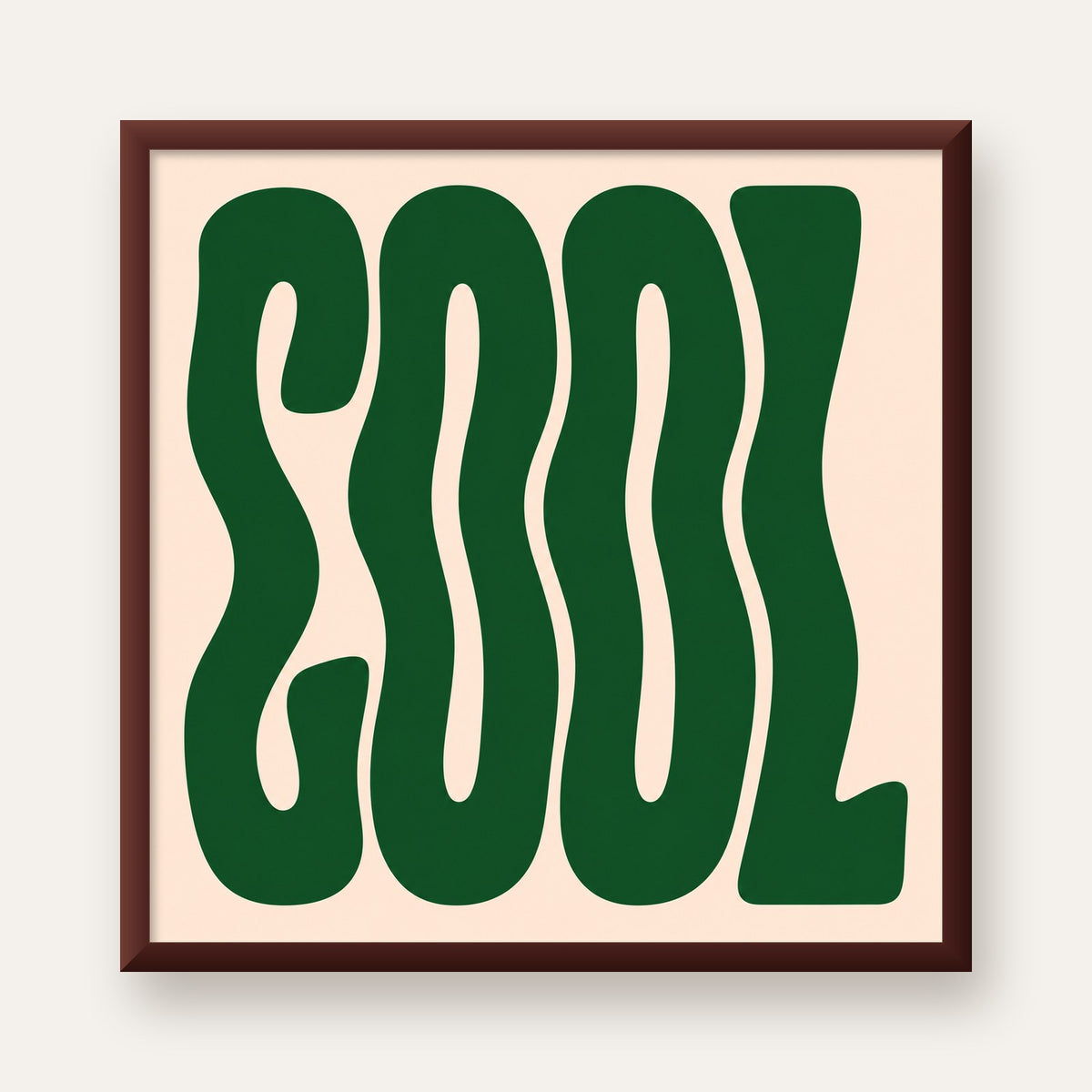 Yeşil Dalgalı Tipografik COOL Poster - Modern Duvar Dekoru — ceviz çerçeveli