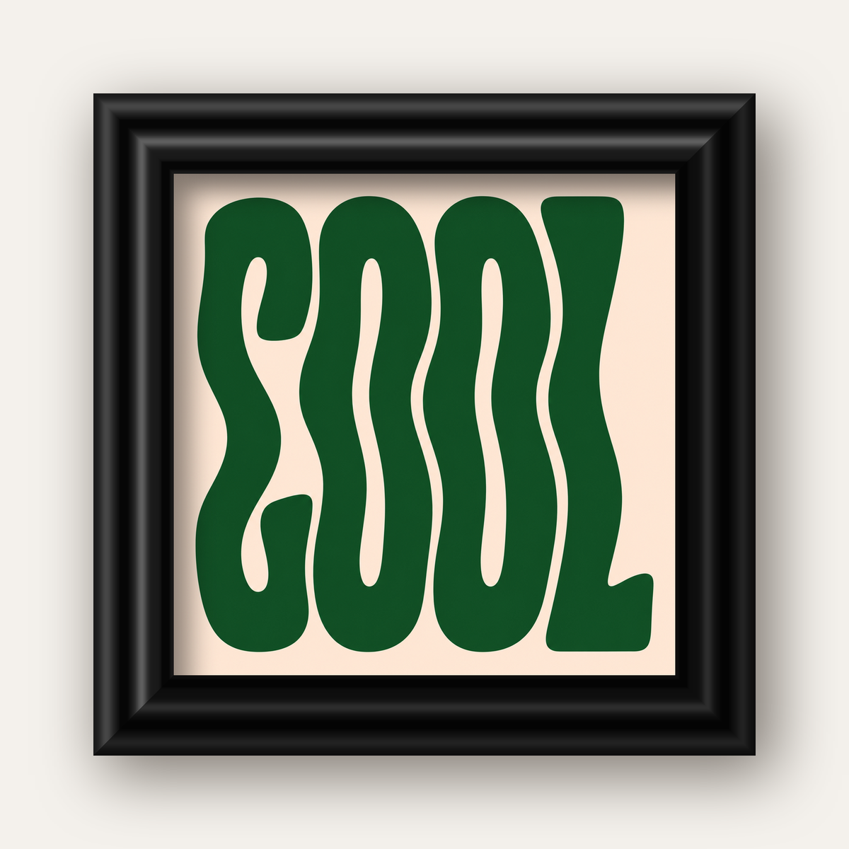 Yeşil Dalgalı Tipografik COOL Poster - Modern Duvar Dekoru — siyah galeri çerçeveli