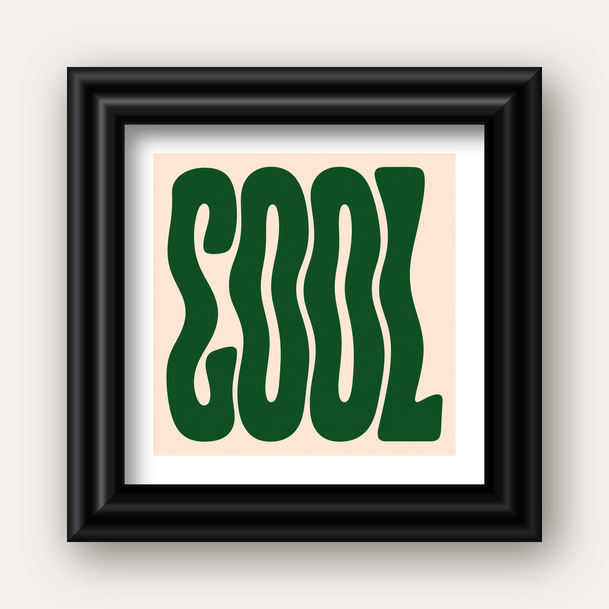 Yeşil Dalgalı Tipografik COOL Poster - Modern Duvar Dekoru — siyah galeri çerçeveli paspartulu