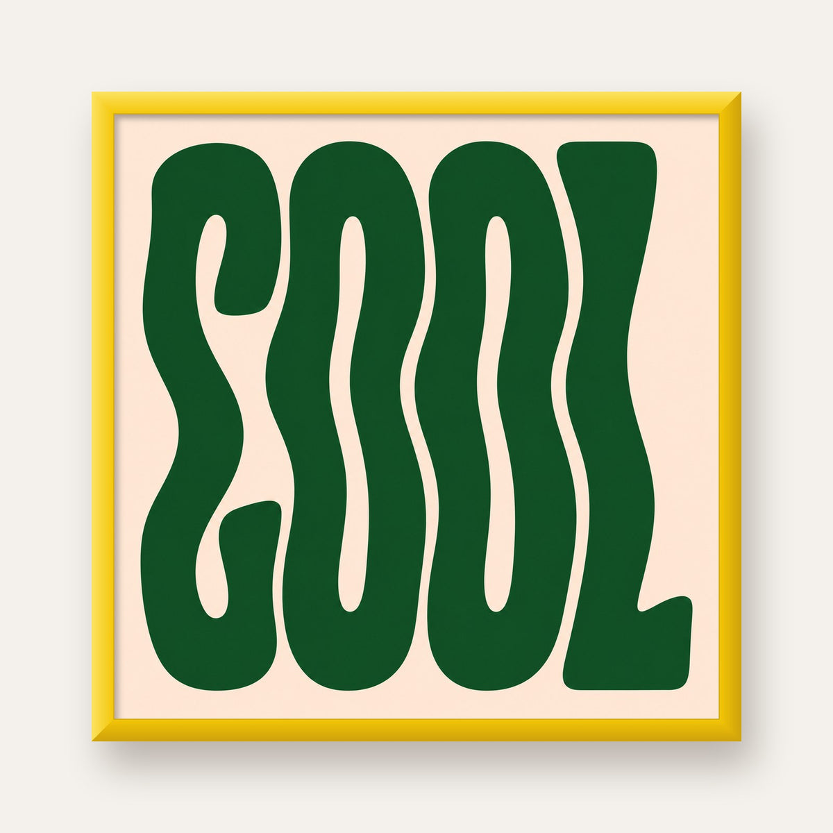 Yeşil Dalgalı Tipografik COOL Poster - Modern Duvar Dekoru — sarı çerçeveli