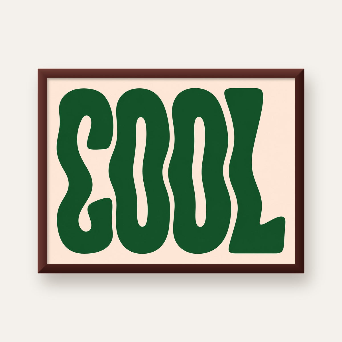 Yeşil Dalgalı Tipografik COOL Poster - Modern Duvar Dekoru — ceviz çerçeveli