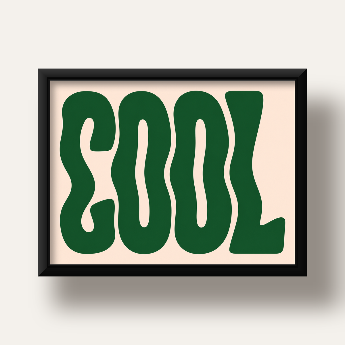 Yeşil Dalgalı Tipografik COOL Poster - Modern Duvar Dekoru — siyah derin çerçeveli