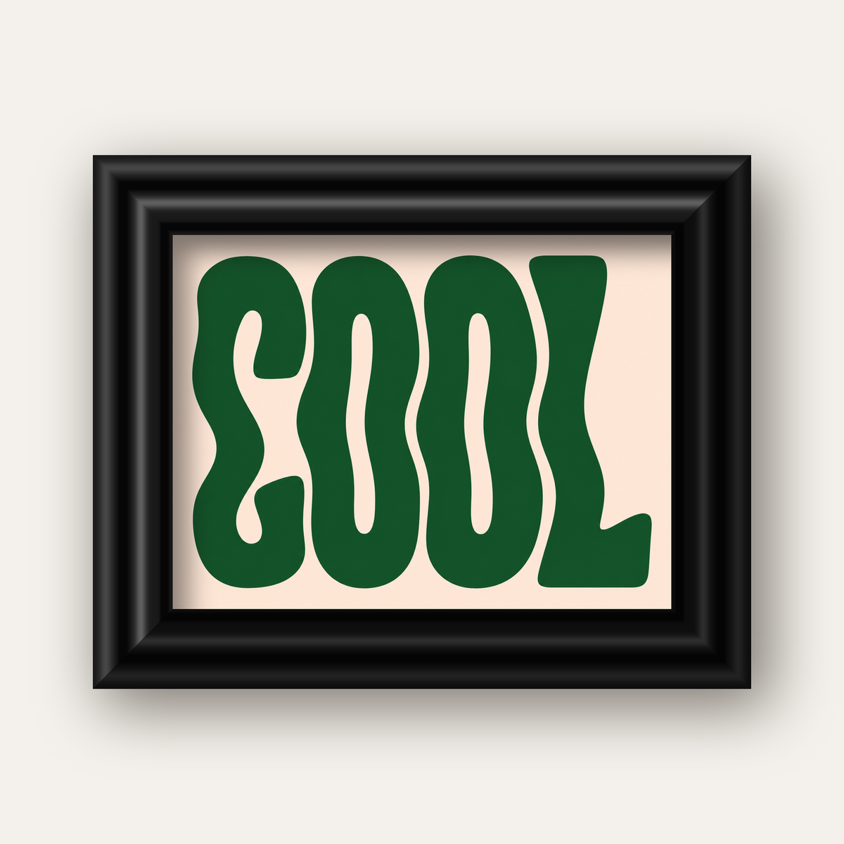 Yeşil Dalgalı Tipografik COOL Poster - Modern Duvar Dekoru — siyah galeri çerçeveli
