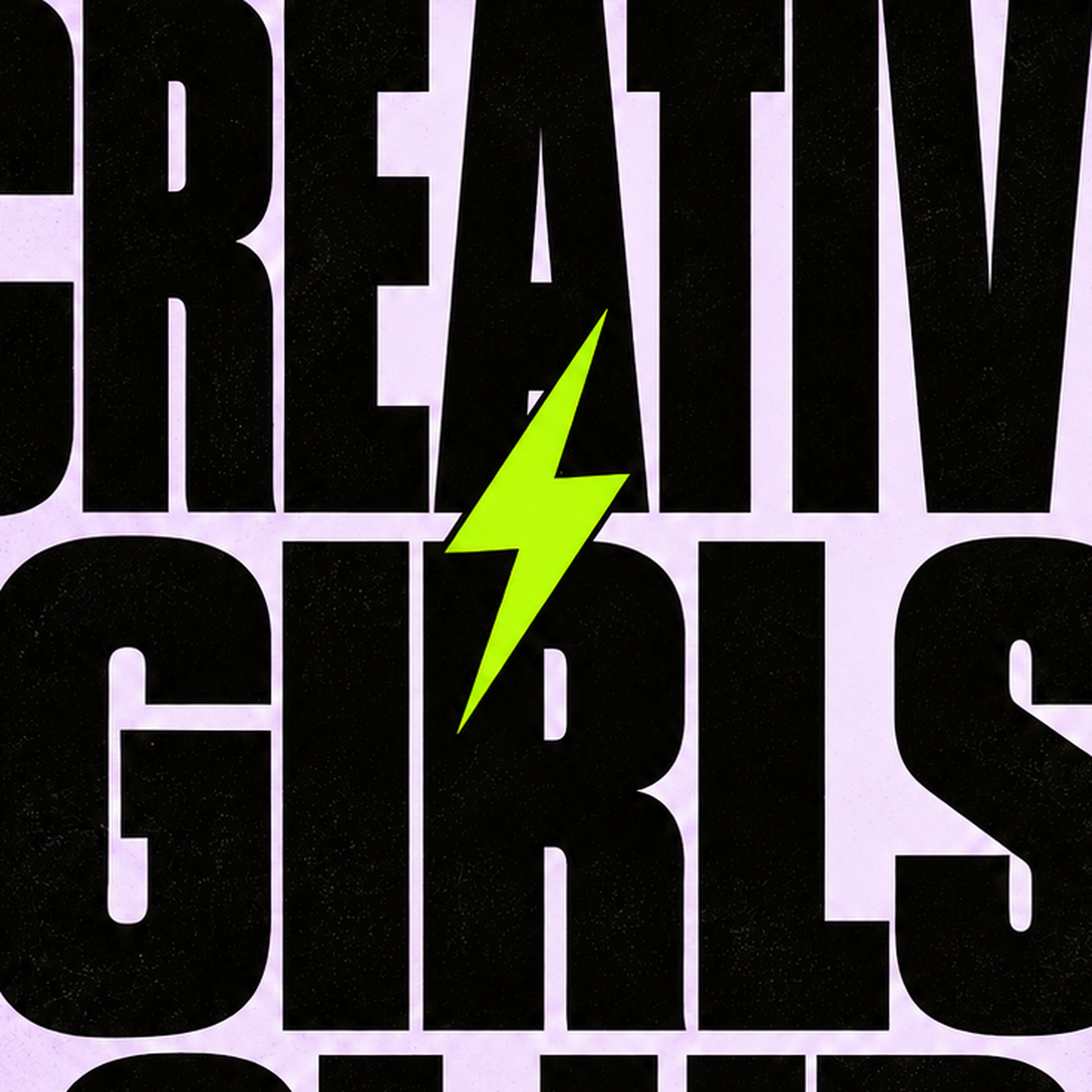 CREATIVE GIRLS CLUB Tipografik Motive Edici Poster — baskının yakın çekimi, kâğıt dokusu ve renk detayı